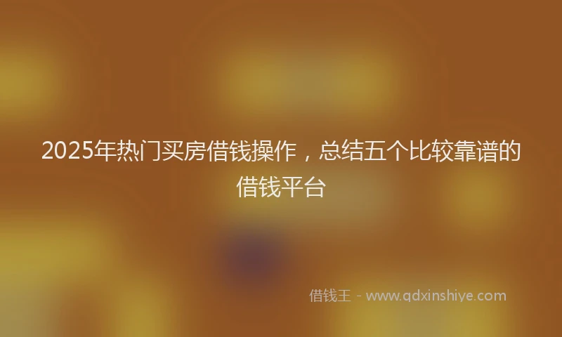 2025年热门买房借钱操作，总结五个比较靠谱的借钱平台