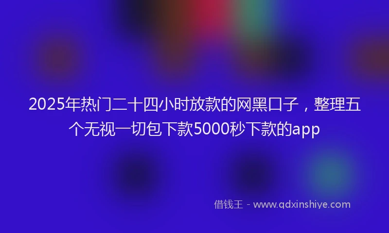 2025年热门二十四小时放款的网黑口子，整理五个无视一切包下款5000秒下款的app