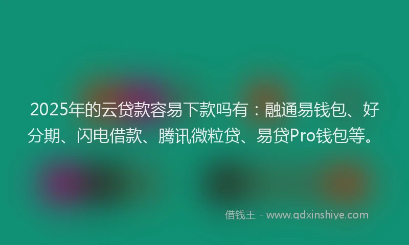 2025年的云贷款容易下款吗有：融通易钱包、好分期、闪电借款、腾讯微粒贷、易贷Pro钱包等。