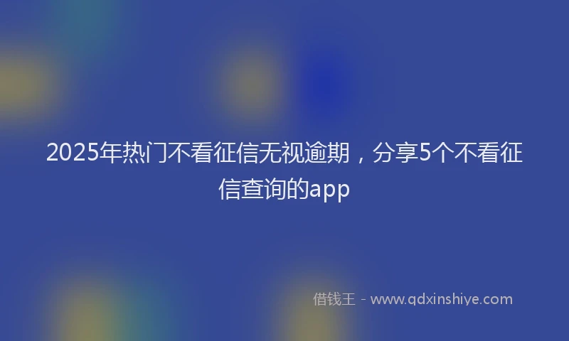 2025年热门不看征信无视逾期，分享5个不看征信查询的app
