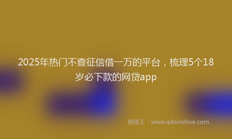 2025年热门不查征信借一万的平台，梳理5个18岁必下款的网贷app