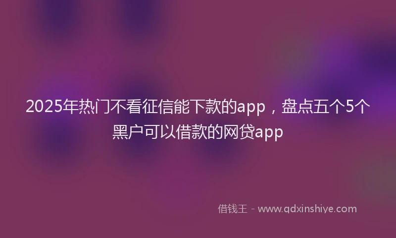 2025年热门不看征信能下款的app，盘点五个5个黑户可以借款的网贷app