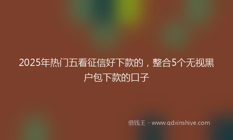 2025年热门五看征信好下款的，整合5个无视黑户包下款的口子