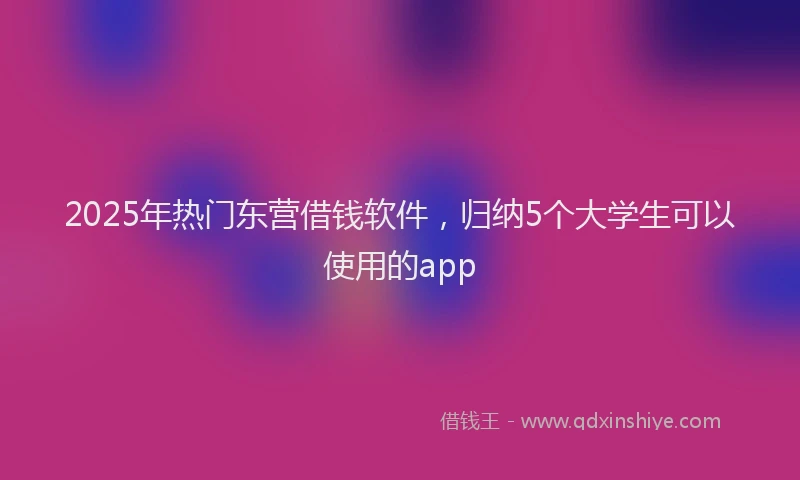2025年热门东营借钱软件，归纳5个大学生可以使用的app