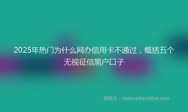 2025年热门为什么网办信用卡不通过，概括五个无视征信黑户口子