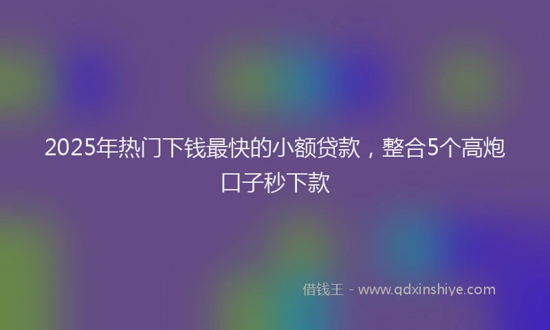 2025年热门下钱最快的小额贷款，整合5个高炮口子秒下款