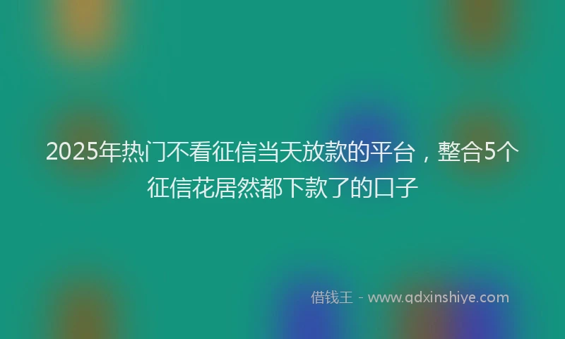 2025年热门不看征信当天放款的平台，整合5个征信花居然都下款了的口子
