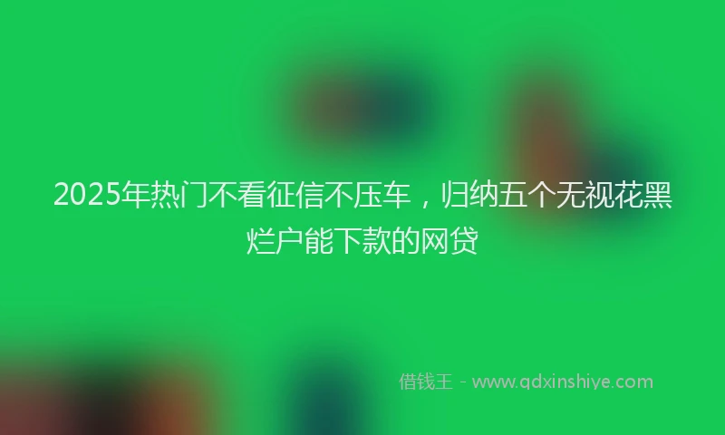 2025年热门不看征信不压车，归纳五个无视花黑烂户能下款的网贷