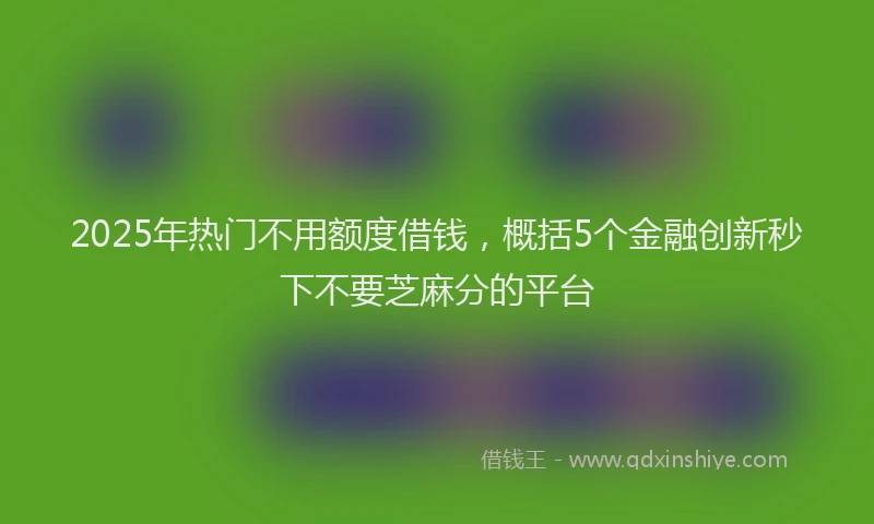 2025年热门不用额度借钱，概括5个金融创新秒下不要芝麻分的平台
