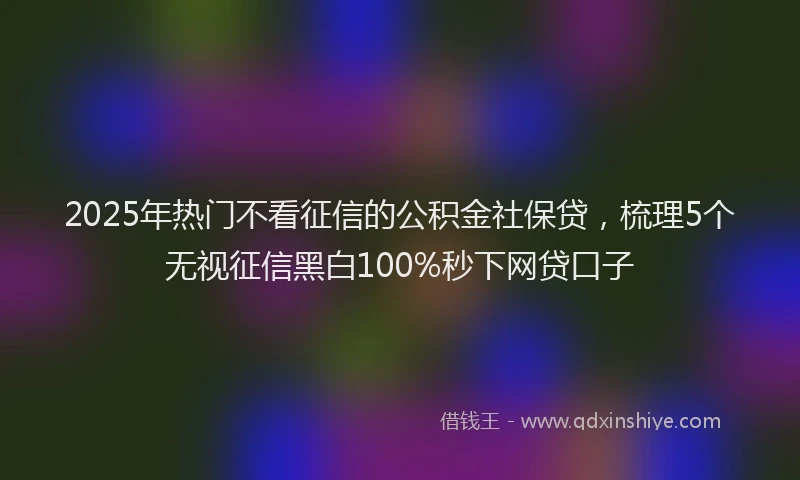 2025年热门不看征信的公积金社保贷，梳理5个无视征信黑白100%秒下网贷口子