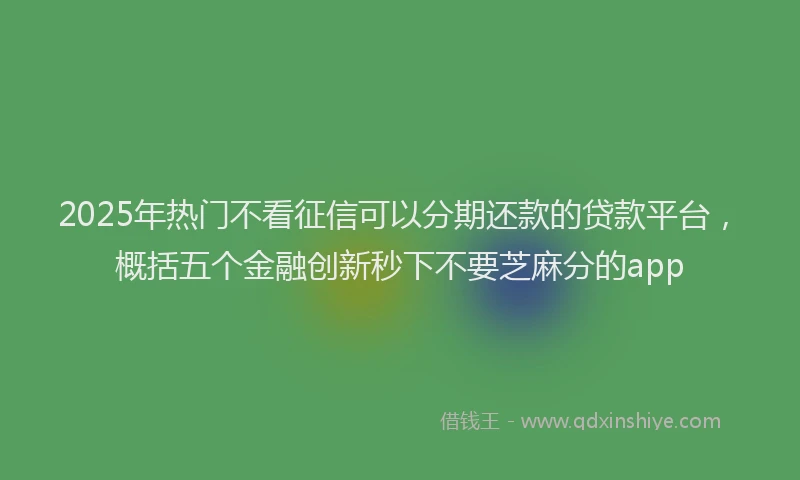 2025年热门不看征信可以分期还款的贷款平台，概括五个金融创新秒下不要芝麻分的app