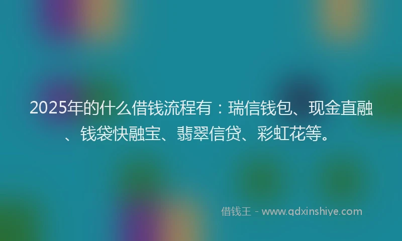 2025年的什么借钱流程有：瑞信钱包、现金直融、钱袋快融宝、翡翠信贷、彩虹花等。