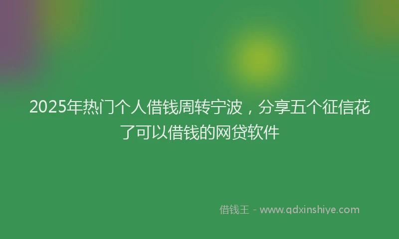 2025年热门个人借钱周转宁波，分享五个征信花了可以借钱的网贷软件