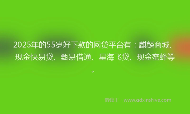 2025年的55岁好下款的网贷平台有：麒麟商城、现金快易贷、甄易借通、星海飞贷、现金蜜蜂等。