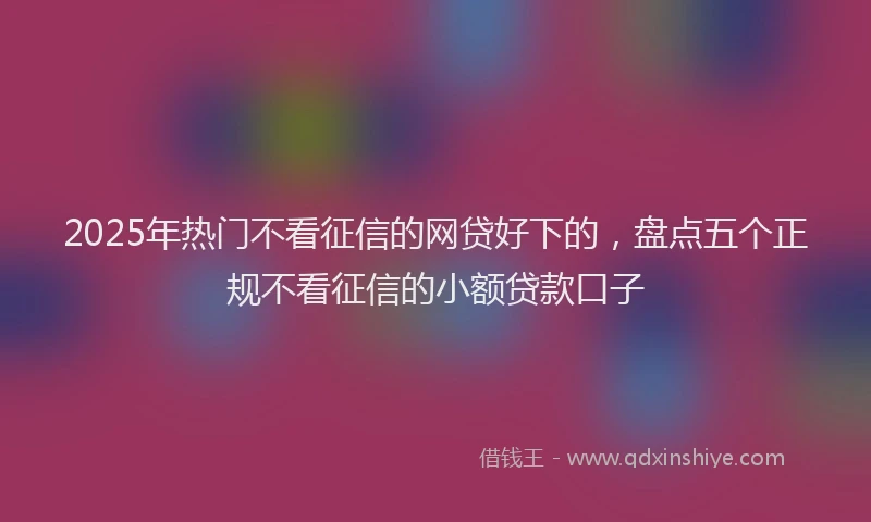2025年热门不看征信的网贷好下的，盘点五个正规不看征信的小额贷款口子