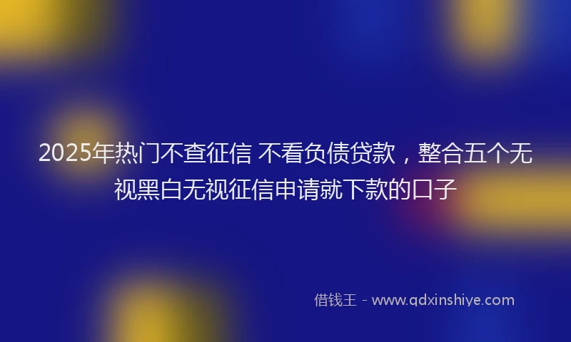 2025年热门不查征信 不看负债贷款，整合五个无视黑白无视征信申请就下款的口子