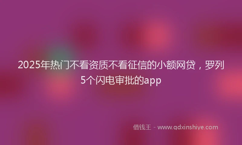 2025年热门不看资质不看征信的小额网贷，罗列5个闪电审批的app