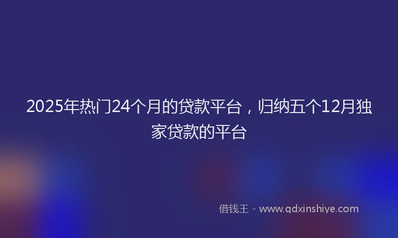 2025年热门24个月的贷款平台，归纳五个12月独家贷款的平台
