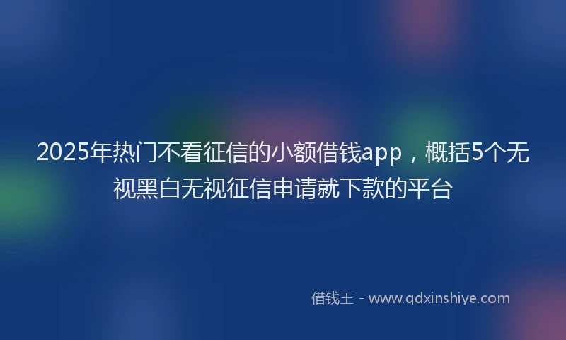 2025年热门不看征信的小额借钱app，概括5个无视黑白无视征信申请就下款的平台