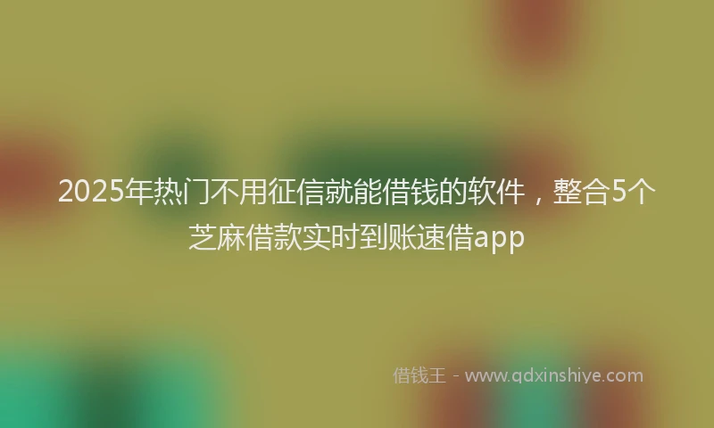 2025年热门不用征信就能借钱的软件，整合5个芝麻借款实时到账速借app