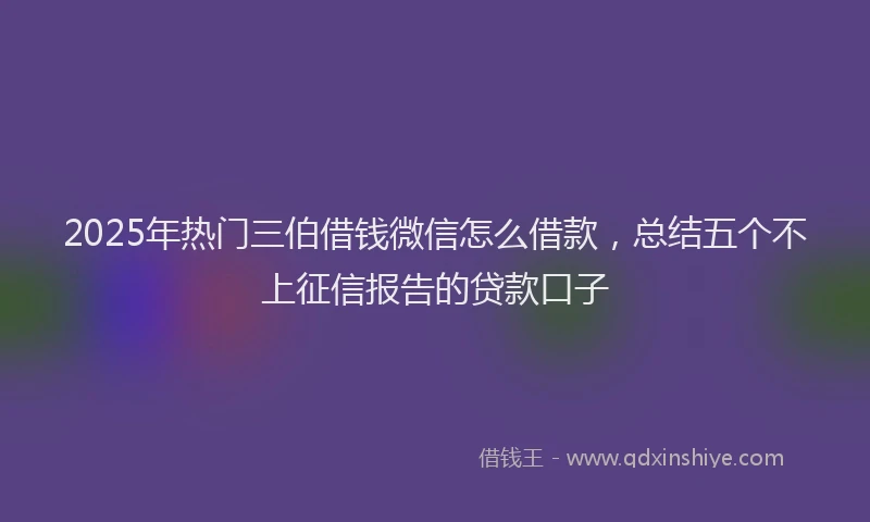 2025年热门三伯借钱微信怎么借款，总结五个不上征信报告的贷款口子