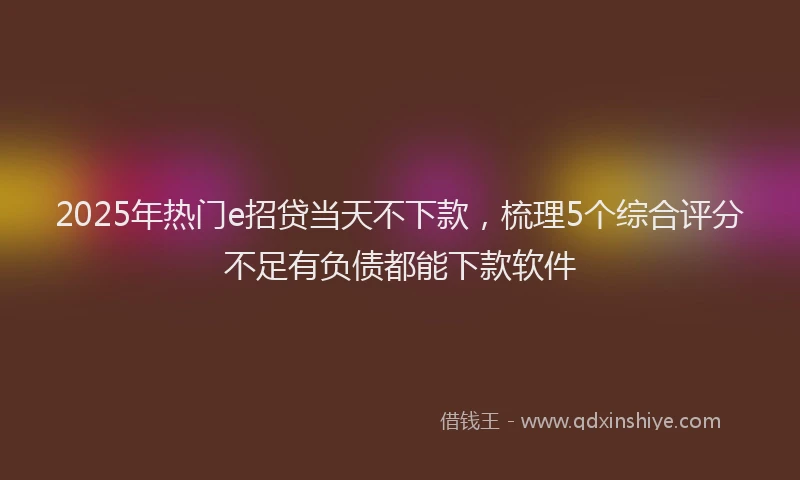 2025年热门e招贷当天不下款，梳理5个综合评分不足有负债都能下款软件