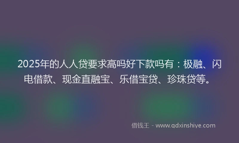 2025年的人人贷要求高吗好下款吗有：极融、闪电借款、现金直融宝、乐借宝贷、珍珠贷等。