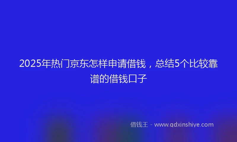 2025年热门京东怎样申请借钱，总结5个比较靠谱的借钱口子
