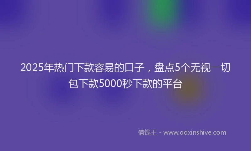 2025年热门下款容易的口子，盘点5个无视一切包下款5000秒下款的平台