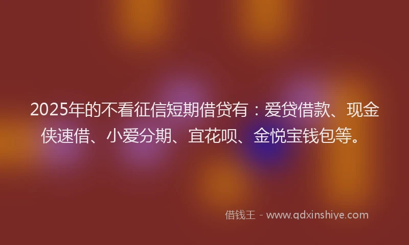 2025年的不看征信短期借贷有：爱贷借款、现金侠速借、小爱分期、宜花呗、金悦宝钱包等。