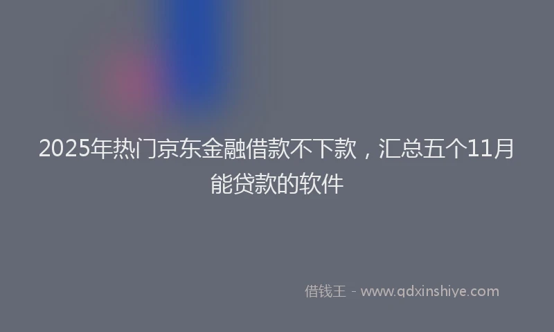 2025年热门京东金融借款不下款，汇总五个11月能贷款的软件