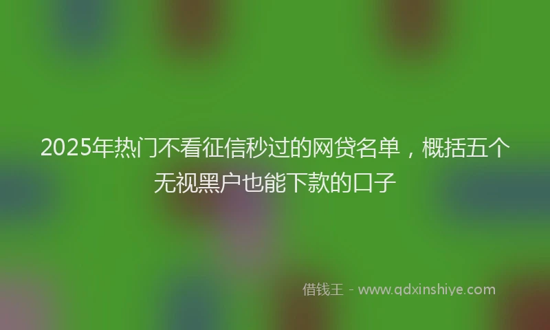 2025年热门不看征信秒过的网贷名单，概括五个无视黑户也能下款的口子