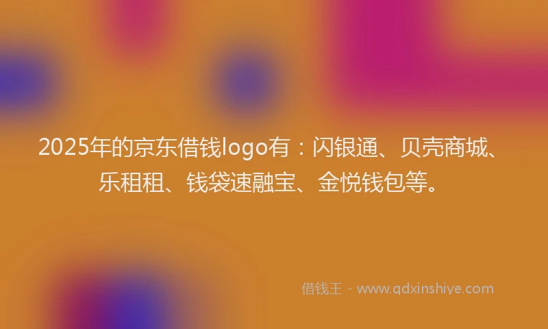 2025年的京东借钱logo有：闪银通、贝壳商城、乐租租、钱袋速融宝、金悦钱包等。