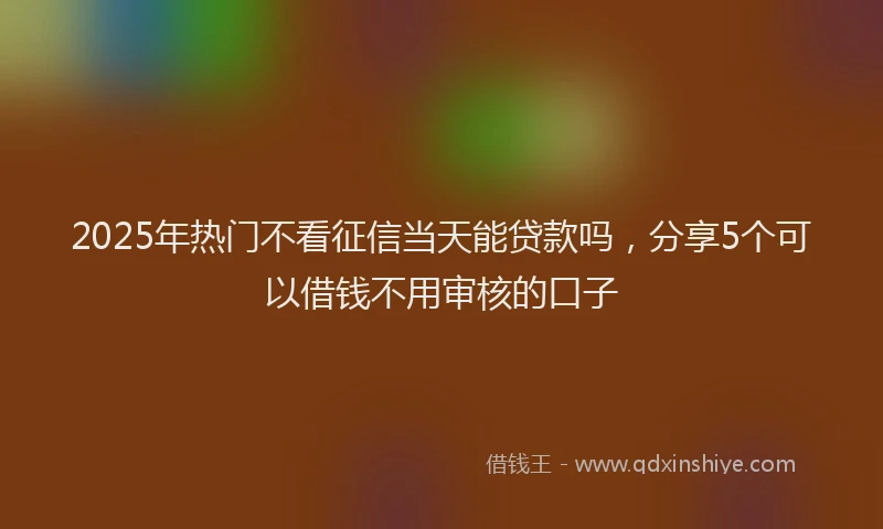 2025年热门不看征信当天能贷款吗，分享5个可以借钱不用审核的口子