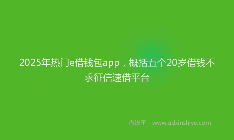 2025年热门e借钱包app，概括五个20岁借钱不求征信速借平台