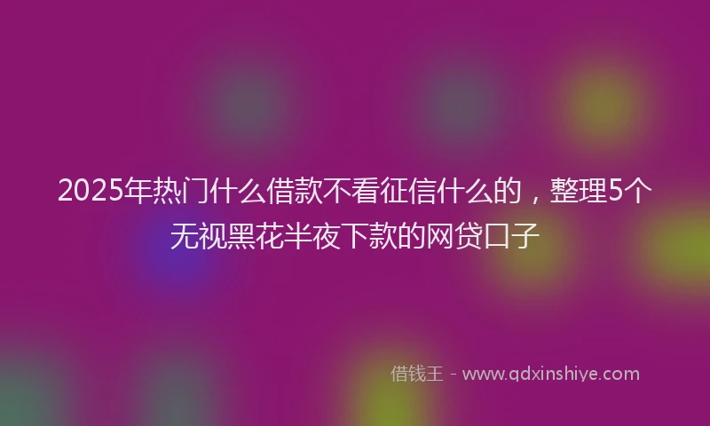 2025年热门什么借款不看征信什么的，整理5个无视黑花半夜下款的网贷口子
