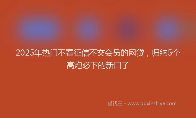 2025年热门不看征信不交会员的网贷，归纳5个高炮必下的新口子