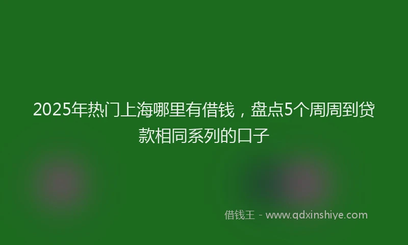 2025年热门上海哪里有借钱，盘点5个周周到贷款相同系列的口子