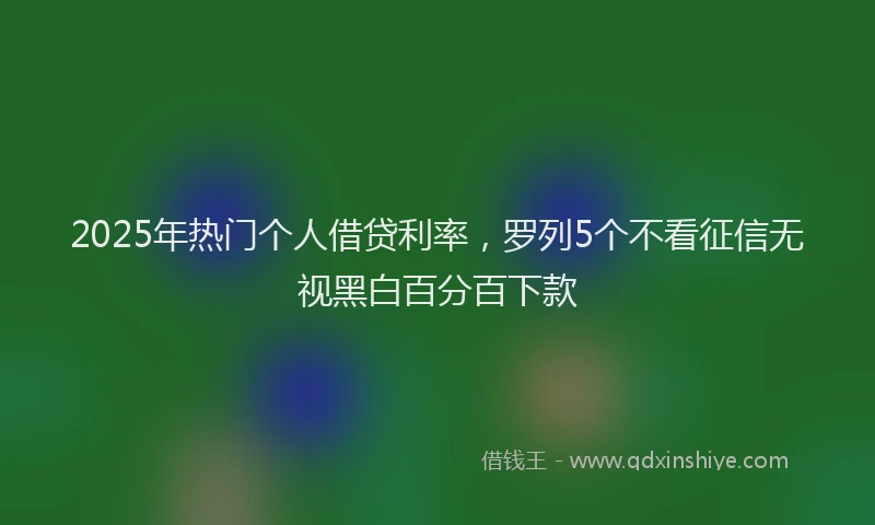 2025年热门个人借贷利率，罗列5个不看征信无视黑白百分百下款