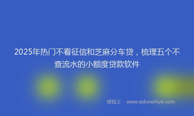 2025年热门不看征信和芝麻分车贷，梳理五个不查流水的小额度贷款软件