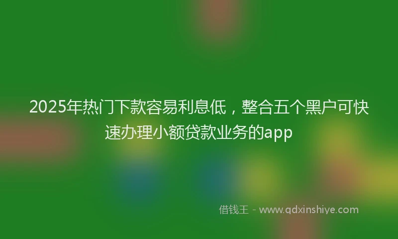 2025年热门下款容易利息低，整合五个黑户可快速办理小额贷款业务的app