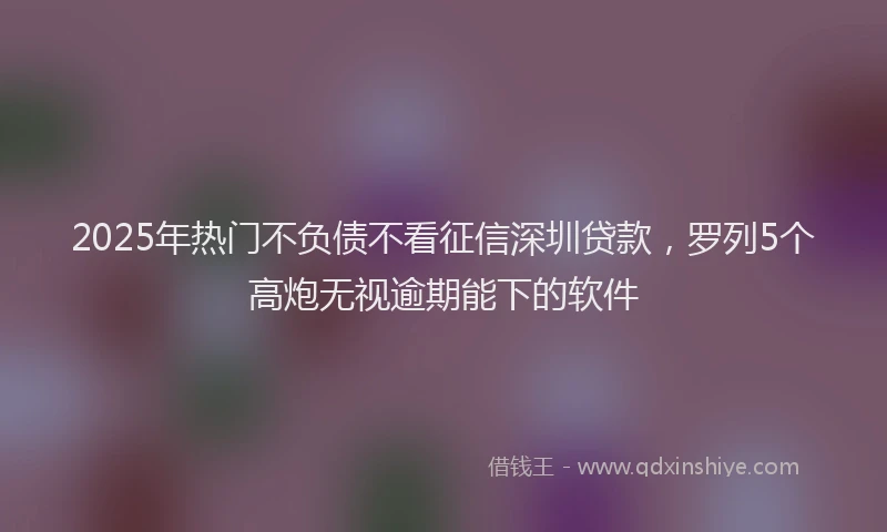 2025年热门不负债不看征信深圳贷款，罗列5个高炮无视逾期能下的软件
