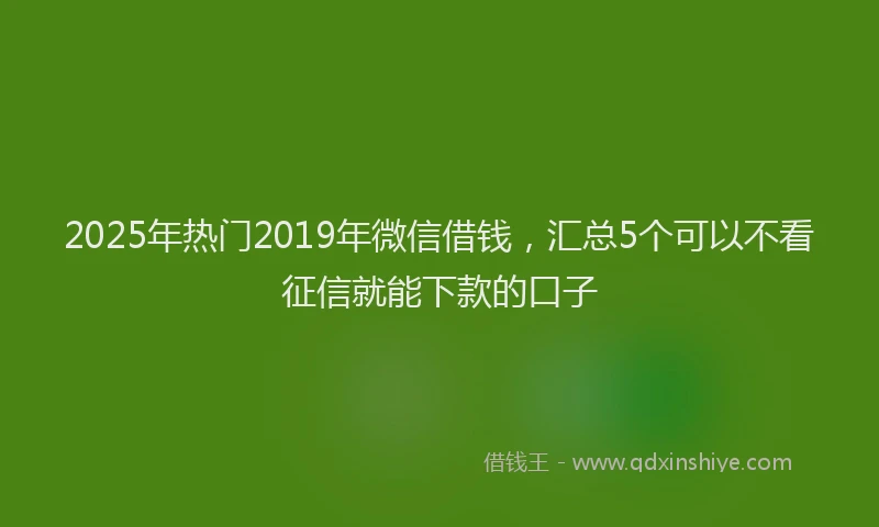 2025年热门2019年微信借钱，汇总5个可以不看征信就能下款的口子