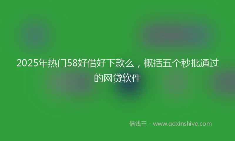 2025年热门58好借好下款么，概括五个秒批通过的网贷软件