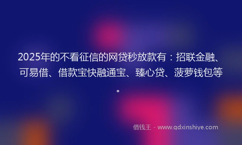 2025年的不看征信的网贷秒放款有：招联金融、可易借、借款宝快融通宝、臻心贷、菠萝钱包等。