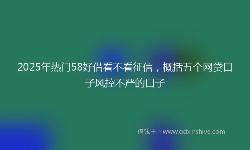 2025年热门58好借看不看征信，概括五个网贷口子风控不严的口子