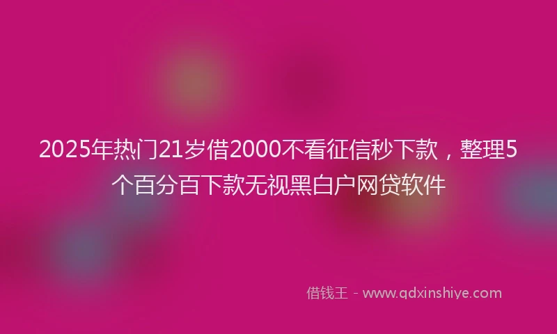 2025年热门21岁借2000不看征信秒下款，整理5个百分百下款无视黑白户网贷软件