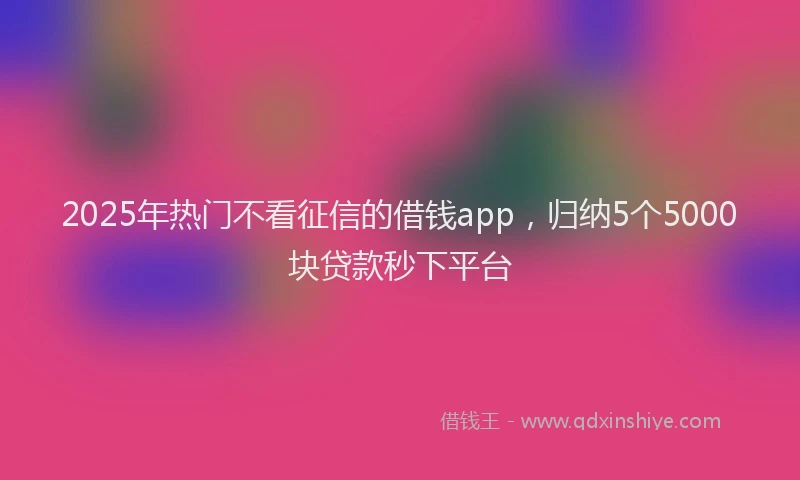 2025年热门不看征信的借钱app，归纳5个5000块贷款秒下平台