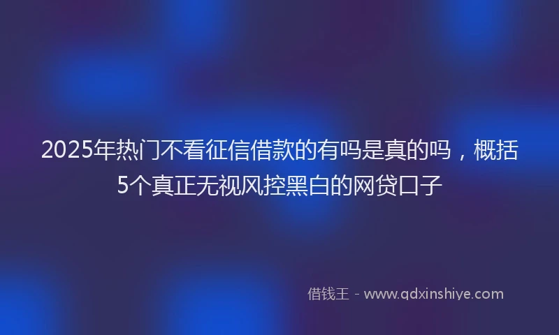 2025年热门不看征信借款的有吗是真的吗，概括5个真正无视风控黑白的网贷口子