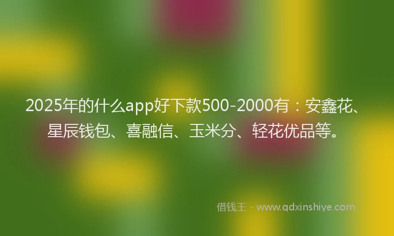 2025年的什么app好下款500-2000有：安鑫花、星辰钱包、喜融信、玉米分、轻花优品等。